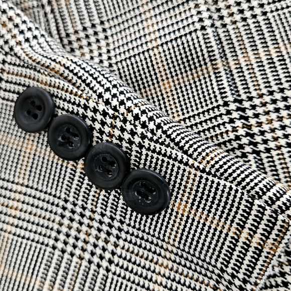 Pronto Moda Mens 52R Sport Coat/Blazer Black/White Plaid Silk/Wool/Cashm… - Picture 13 of 16
